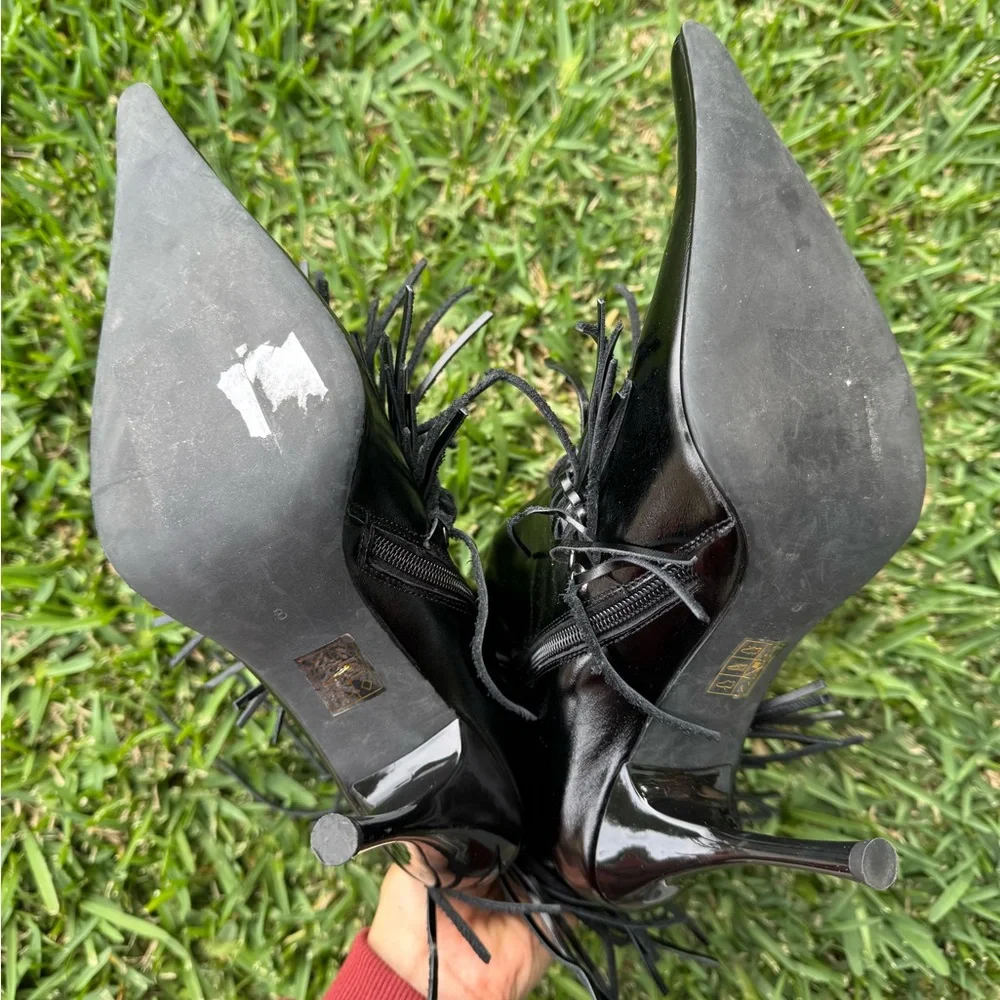 Jeffrey Campbell Fringe Black Women's Heeled Boots - Picture 4 of 16